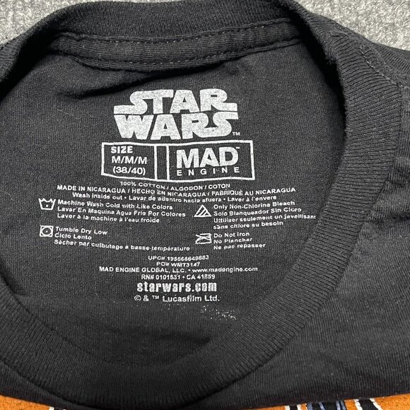 Star Wars Luke Skywalker Battles Darth Vader Black Graphic T-Shirt M Mad Engine - Picture 6 of 7